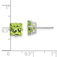 thumbnail image 2 of 14K White Gold Earring Stud Women'S Peridot Center Stone Mounting Square Green 7 mm, 2 of 2