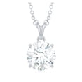 thumbnail image 3 of Rosec Jewels Certified Moissanite Solitaire Pendant Necklace - with Chain (8mm Round, 2 Carat, D-VS1 Quality) - Gift for Women, 18K White Gold, 3 of 6