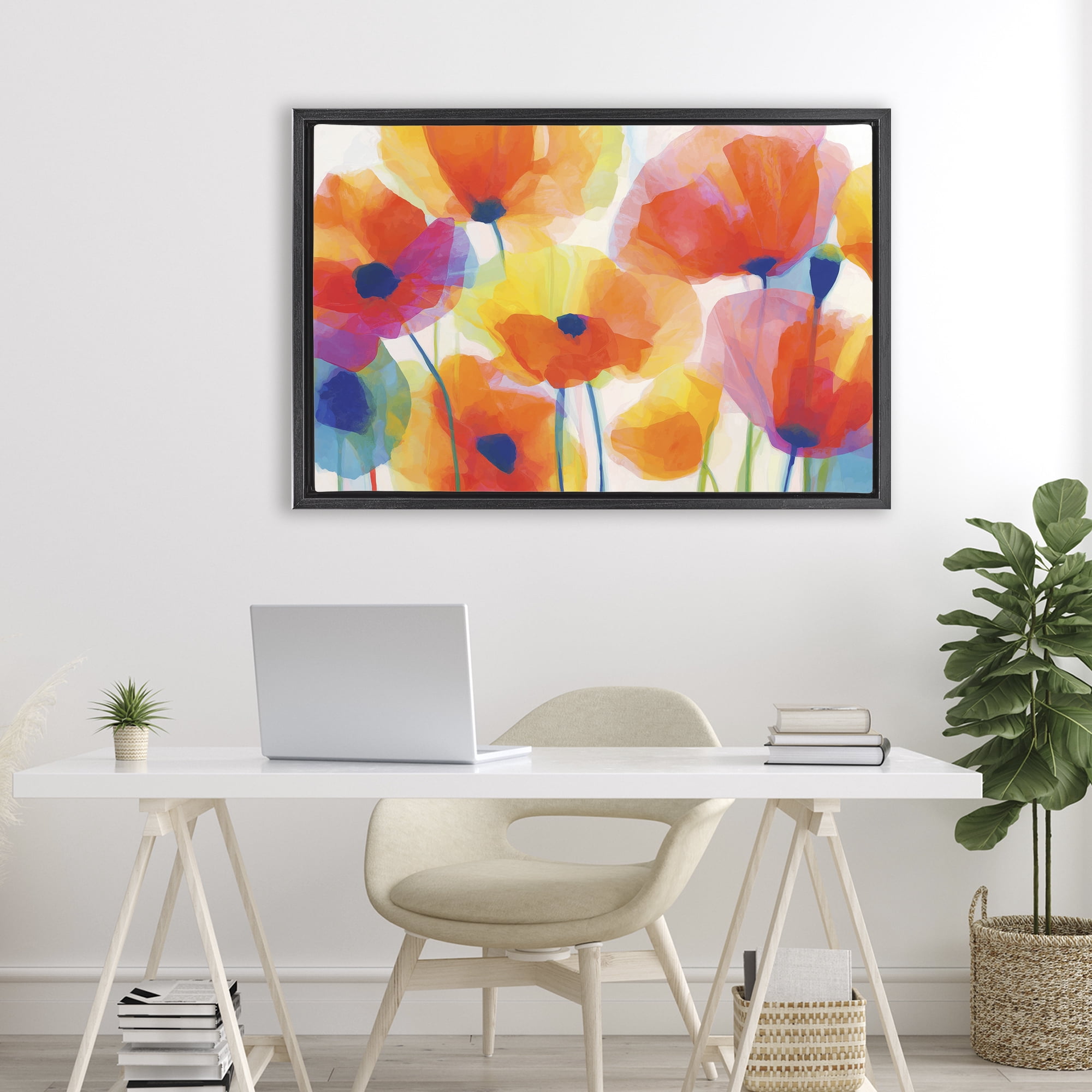 Stupell Industries Poppies At Golden Hour Black Framed Floater Canvas Wall Art, design by Chromatic Storm Studio