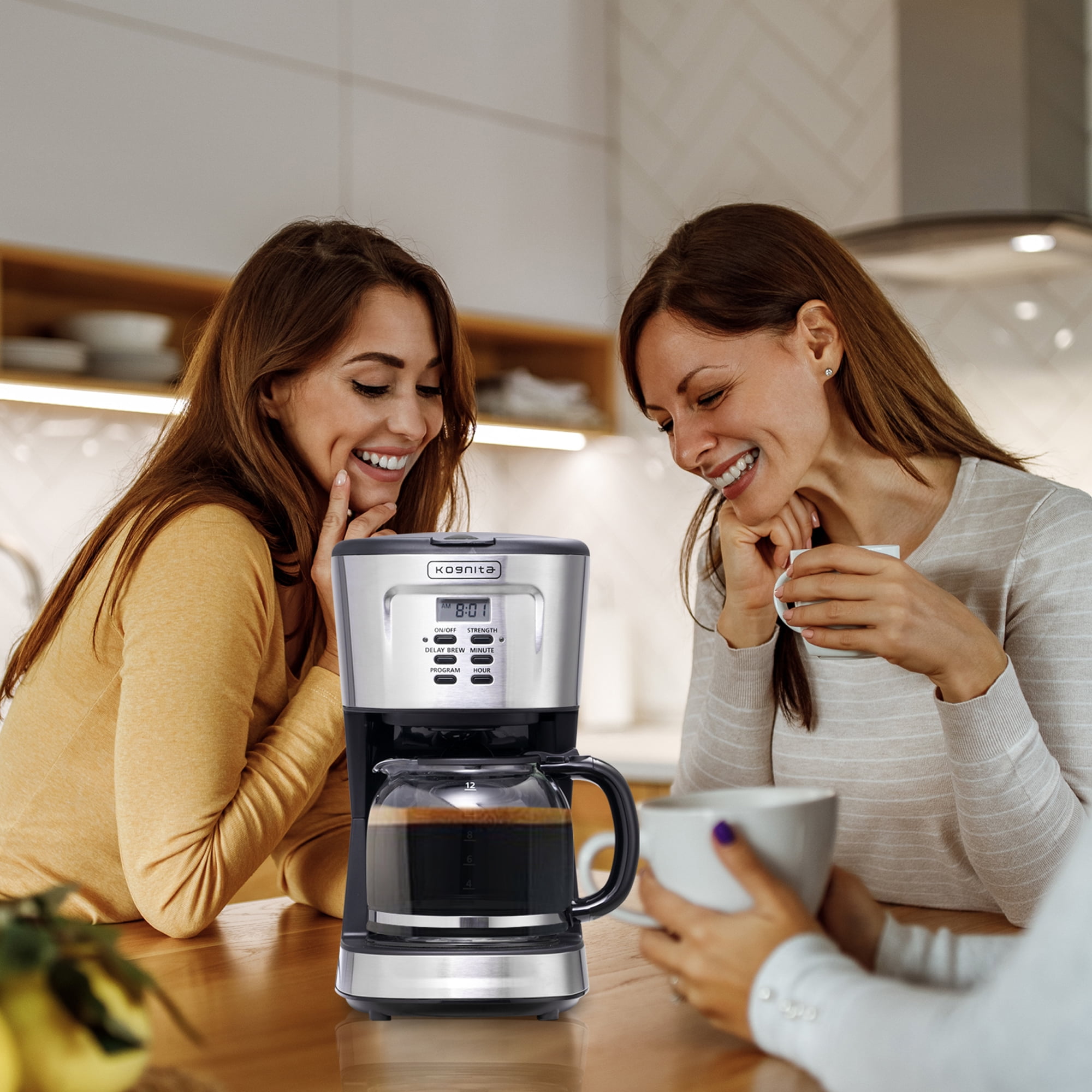 SOWTECH RNAB08HPWCC98 kognita 12 cup coffee maker, programmable small  coffee maker with glass carafe and filter, dirp coffee maker coffee pot  machi