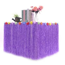 9 feet X 29 Luau Grass Table Skirt, Hawaiian Luau Libiscus Table Skirt for Hawaiian Party, Luau Party Supplies, Luau Party Decorations, Moana Birthday Party