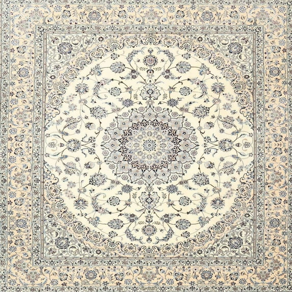 Ahgly Company Machine Washable Indoor Square Traditional Bisque Beige Area Rugs, 8' Square