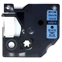 DYMO 45016 High-Performance Permanent Self-Adhesive Polyester Label Tape 1/2" x 23 Feet (12mm x 7MM) Black / Blue