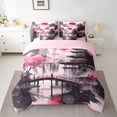 thumbnail image 2 of Homewish Japan Ink Painting 7-Piece Bedding Comforter Set,Japanese Natural Scenery King Bedding Sets,Pink Flower Waterfall Bed Sheets For Adults,Ultra Soft Home Decor Reversible, 2 of 8