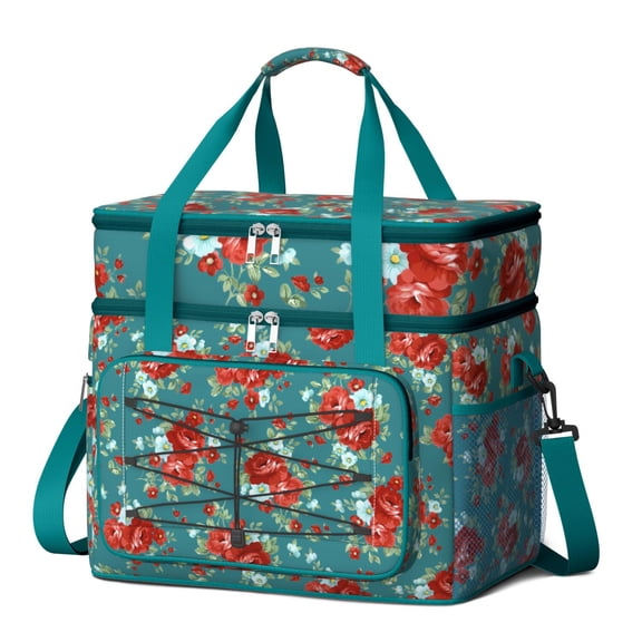 Lunch Box for Men Women,Reusable Large Double Deck Insulated Lunch Bag with Adjustable Shoulder Strap,5 Leakproof Tote Cooler Bag for Work Adults Picnic Beach Office