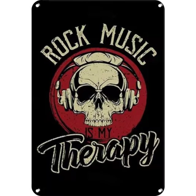 Pintura Hojalata Rectangular Likrtyny Caligrafía y Música Rock 20*30cm