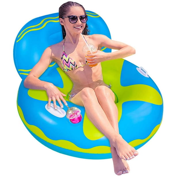Pool Lounger Float for Adult , Float Hammock ,Inflatable Rafts Swimming  Pool Air Sofa Floating Chair Bed,with Two Handle and a Big Cup Holder,Great