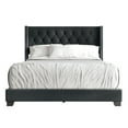 thumbnail image 3 of Castle Place Nailhead Trim Wingback Linen Upholstered Bed, Charcoal Grey, Queen, 3 of 15