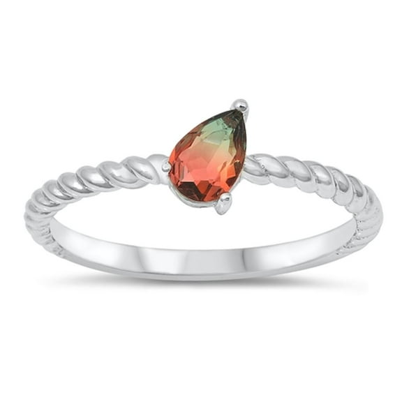 Rope Halo Promise Ring Multi-color Cubic Zirconia .925 Sterling Silver Band Jewelry Female Size 6
