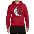 thumbnail image 2 of Wild Bobby Crescent Moon Astrology Puff Print Fashion Unisex Hoodie Sweatshirt, Red, Medium, 2 of 6