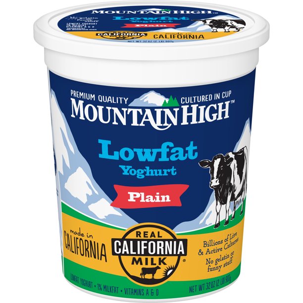 Mountain High Low Fat Yogurt Plain Tub, 32 oz