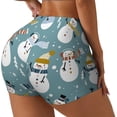 thumbnail image 3 of Athletic Shorts for Women, Snowflake Scarf Snowman Seam Womens Shorts High Waisted Sport Running Workout Gym, 3 of 8