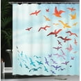 thumbnail image 4 of Ambesonne Bird Shower Curtain, Flying Freedom Sky Art, 69"Wx84"L, Red Blue, 4 of 5