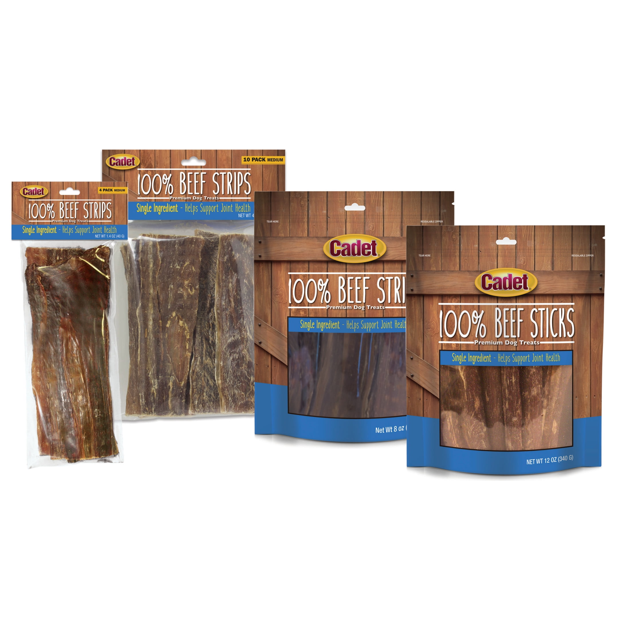 (2 pack) Cadet 100% Real Beef Strips Dog Treats, Single Ingredient Dog Jerky Treats for Small & Large Dogs, 8 Ounce