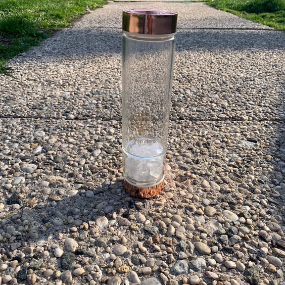 Rose Gold - Clear Quartz Healing Power Crystal Infuser Glass Bottle
