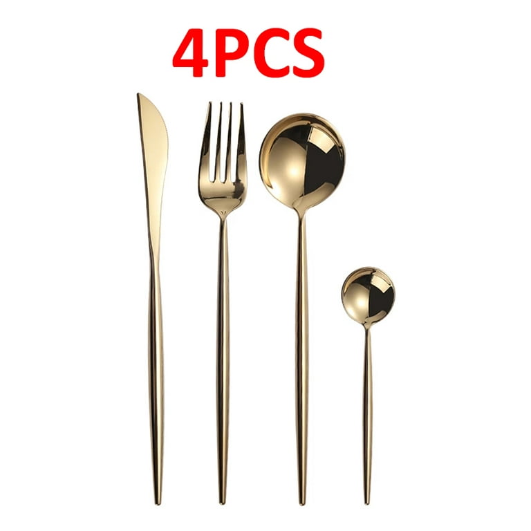 4pcs/set Silverware Set, Gold Hammered Stainless Steel Cutlery Set  Including Forks, Knives, Spoons, Durable Kitchen Utensils Set, Dishwasher  Safe