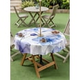 thumbnail image 5 of Outdoor Tablecloth with Umbrella Hole, Purple Blue Spring Floral Spillproof Waterproof Outdoor Table Cover, Summer Flowers Botanical Patio Tablecloths for Party/Garden/Picnic, Round 54 inch, 5 of 9