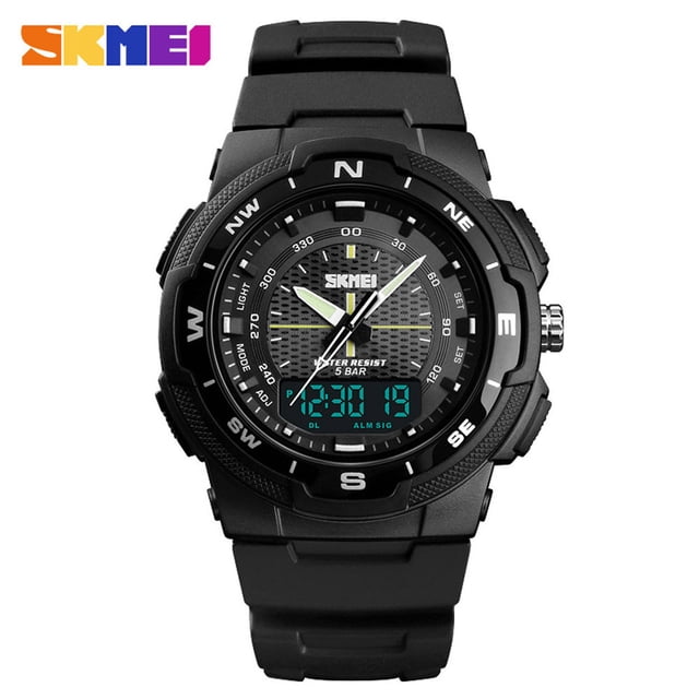 EGNMCR Alarm Date Sport Analog Digital LED Backlight Wrist Watch Sport Watch
