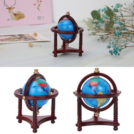 Miniature Globe For Dollhouse - 1:12 Scale Tiny Rotating World Globe Model For Miniature Decor