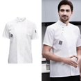 thumbnail image 3 of facefd Chef Jacket Short Sleeve Cooking Unisex Bakery Clothes Simple Chef Coat for Restaurant White L, 3 of 9