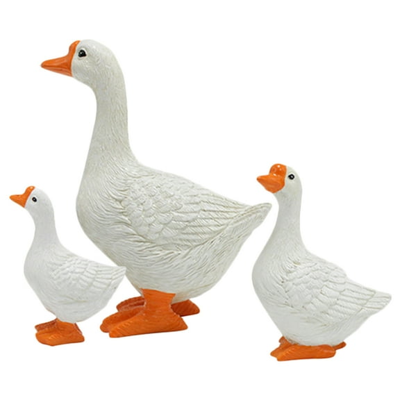 FRCOLOR 3pcs Goose Figurine Goose Sculpture Miniature Goose Statue Garden Resin Craft Animal Figure