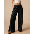 thumbnail image 4 of Pantalones Palazzo de Cintura Alta con Bolsillo y Pierna para Mujer, para Otoño e Invierno. Negro S, 4 of 9