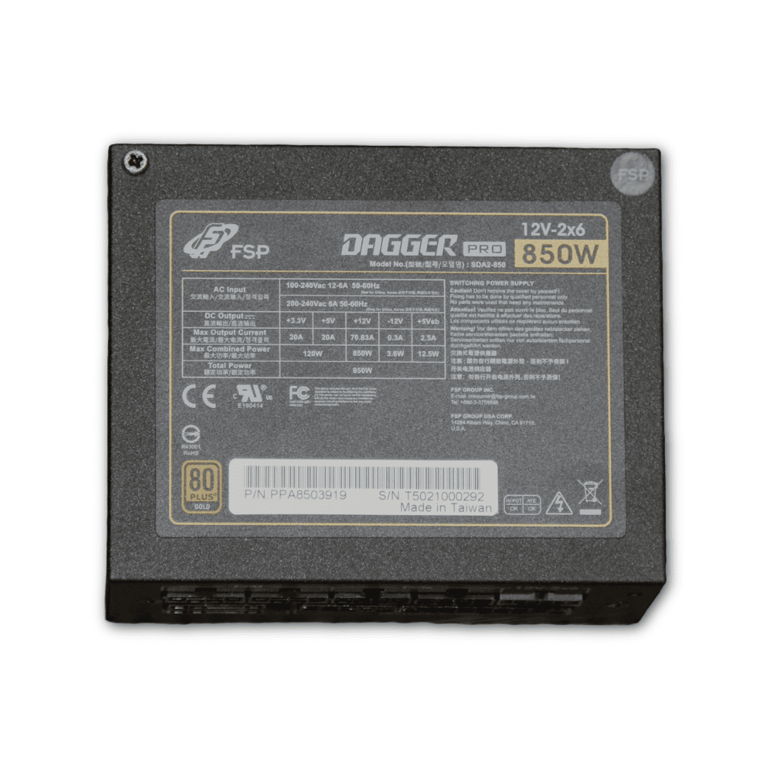 FSP Dagger Pro SFX Power Supply, 80 Plus Gold, ATX 3.1 PCIe 5.1 , Full Modular (SDA2-850-Gen5)