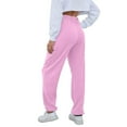 thumbnail image 5 of Women's Athletic Pants Solid Color Pocket Corset High-Waisted Sweatpants Long Pants Woman Sweatpants, 5 of 7