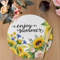 thumbnail image 3 of Summer Sunflowers Round 15 Inch Placemats Set of 4, Pastoral Garden Botanical Florals HeatResistant Non Slip Place Mats for Dining Table, Wipeable Braided Kitchen Table Mats for Housewarming, 3 of 9