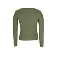 thumbnail image 6 of Women's Long Sleeve Crewneck Shirts Spring Ribbed Knit Sweater Slim Fitted Casual Basic Tee Tops Fashion Clothes Army Green 2XL, 6 of 8