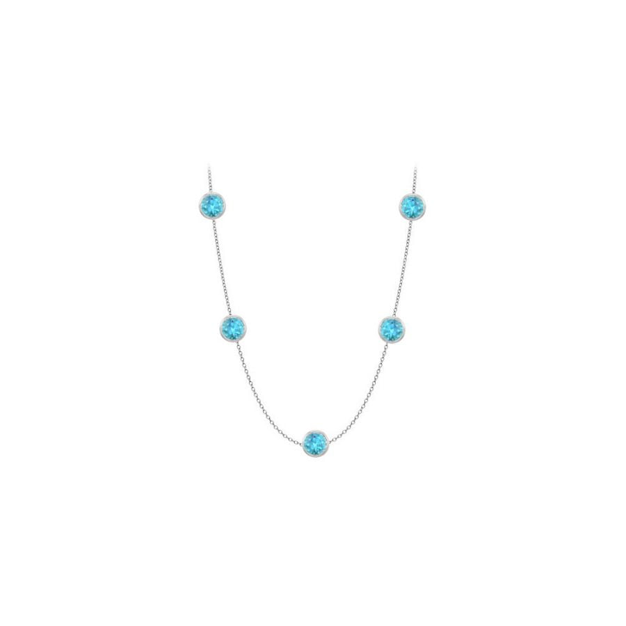 LoveBrightJewelry By The Yard Blue Topaz Station Necklace in 14K white gold Fifty Carat with 36 Inch Length by Love Bright