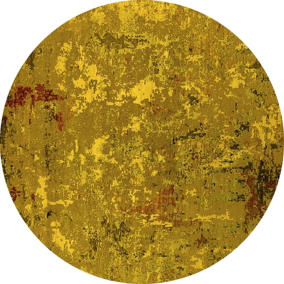 Ahgly Company Indoor Round Oriental Yellow Industrial Area Rugs, 8' Round