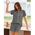 thumbnail image 4 of Ekouaer Womens Pajama Sets Button Down Lounge Set 2 Piece Loungewear Soft Sleepwear Short Sleeve Pjs with Pockets, 4 of 6