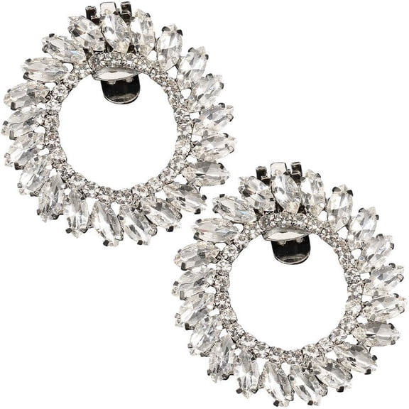 1Box 2Pcs Rhinestone Wedding Shoe Clips Detachable Shoe Buckle Clip Oval Elegant Crystal Shoe Decoration Shoes Jewelry Decoration for Flats Heels Hats Dresses Clutches