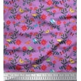 thumbnail image 1 of Soimoi Purple Poly Georgette Fabric Insect,Bird & Floral Artistic Decor Fabric Printed BTY 52 Inch Wide, 1 of 3