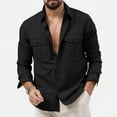 thumbnail image 2 of Mens Jacket Coat Shirt Long Sleeve Lapel Solid Color Pocket Large Size Shirt Mens Jackets Y2K,Black,L, 2 of 5