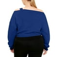 thumbnail image 4 of Caywon Women's Fashion Asymmetrical Shoulder Strap Hoodie Loose Long Sleeve Cropped Top Soft Comfortable Casual Streetwear Daily Wear Blouse, 4 of 7