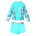 thumbnail image 4 of TiaoBug Kids Girls Rash Guard 2pcs Swimwear Long Sleeve Zipper Swim Jacket Top Bottom Tankini Pool Party Beachwear Sunsuit Zipper Leaf 8, 4 of 7