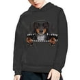 thumbnail image 5 of Xoenoiee Boys Hoodies Long Sleeve Hooded Sweatshirt with Front Kangaroo Pocket Fall Winter Sportwear Loose Tops for Kids Hiking Jogging Running, Realistic Leather Texture Dachshund Puppy Pattern, S, 5 of 7