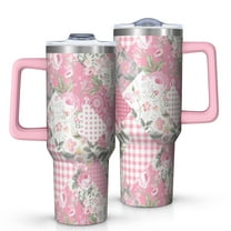 OBREWU Pioneer Flower Tumbler with Handle and Lid,Pioneer Flower 40oz Double Wall Vacuum Insulated Tumbler,Cups Gift for Women and Men