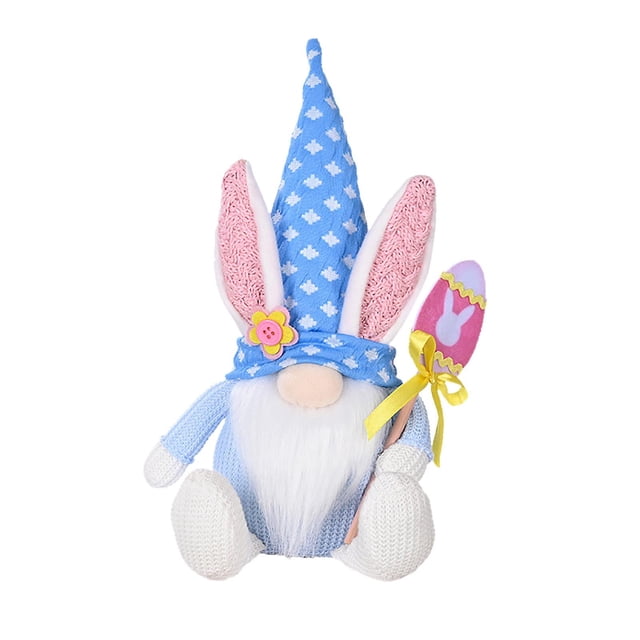 Muñeca de peluche sin rostro para decoración de Pascua, conejito de lana, 28 x 11 cm