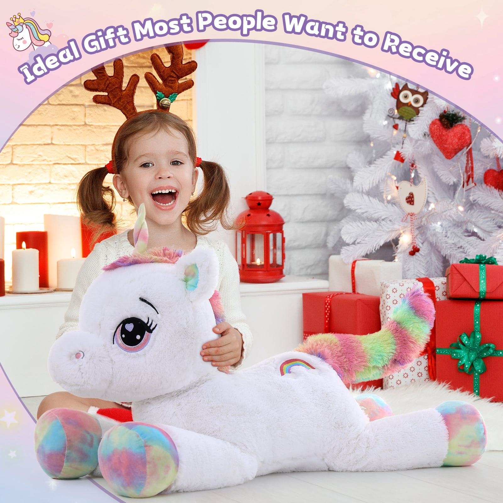 MaoGoLan 43'' Giant Unicorn Stuffed Animal Cute White Unicorn Plush Toy
