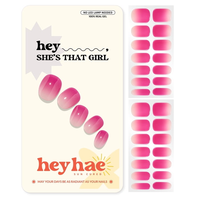 Tiras de Uñas Postizas Heyhae Gel Semi Curado Rosa Ombre