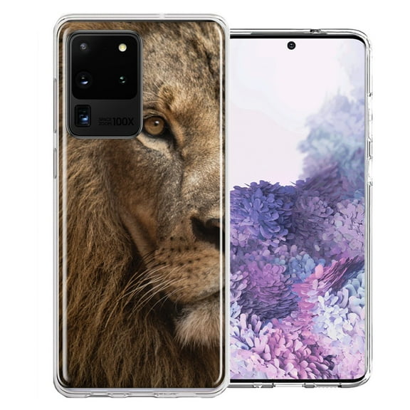MUNDAZE For Samsung Galaxy S20 Ultra Lion Face Nosed Design Double Layer Phone Case Cover