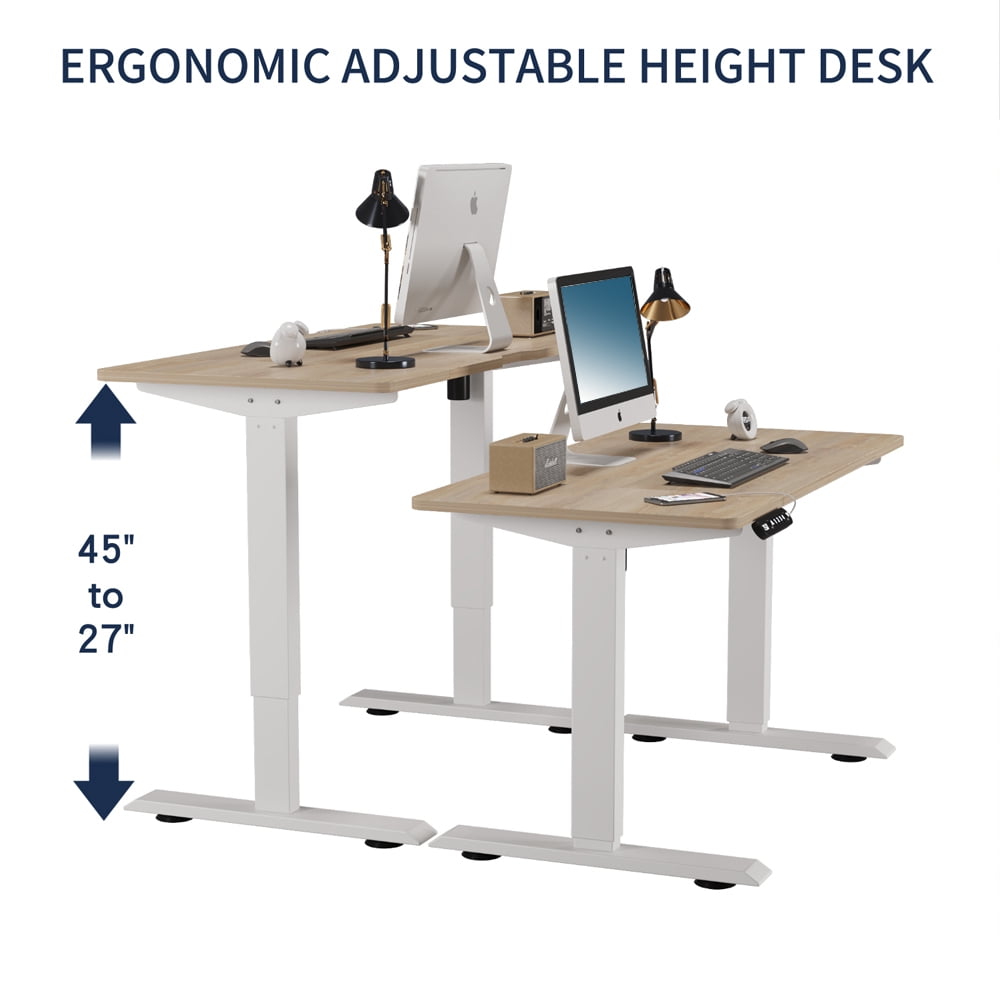55" x 24" Black & Brown Electric Standing Desk, Height Adjustable Sit Stand Desk with Type-C Port for Home Office