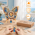 3D Wooden Puzzle Butterfly Clock Model Kit with Pendulum for Adults ...