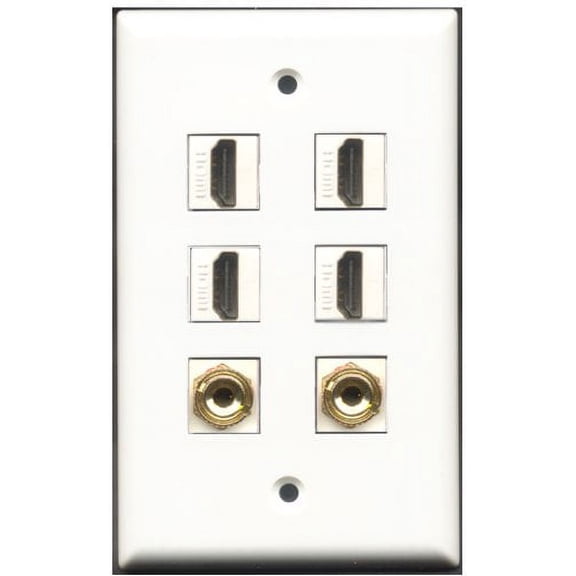 RiteAV - 4 Port HDMI 2 Port Speaker Wall Plate