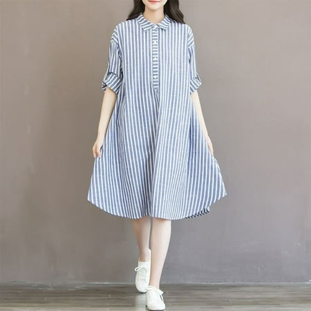 

Tejiojio Maternity/Labor/Nursing Clothing Clearance Fashion Striped Dress Lining Dress For Pregnant Maternity Women Clothes