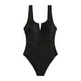 thumbnail image 1 of Gibobby Trajes de Baño Mujer Traje de baño conservador con cuello en V a rayas de color sólido para mujer que cubre el vientre(Negro,M), 1 of 3