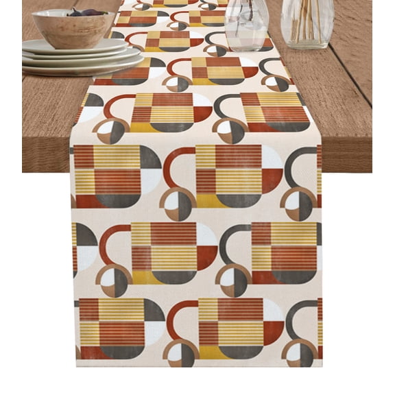 Table Runner Mid Century Table Decoration for Kitchen Dinning Modern Geometric Abstract Table Decoration for Indoor Outdoor Party Wedding Decor 13x72inch